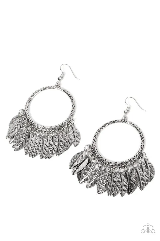 Earrings Paparazzi Jewelry Paparazzi Earring FOWL Tempered Silver Earrings Paparazzi Jewelry Paparazzi Earring FOWL Tempered Silver