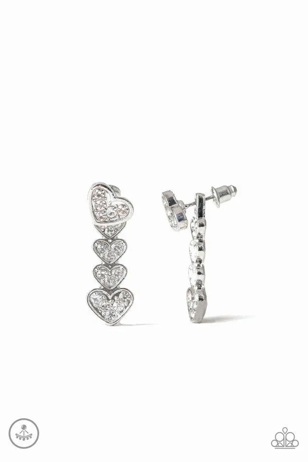 Earrings Paparazzi Jewelry Paparazzi Earring Heartthrob Twinkle White