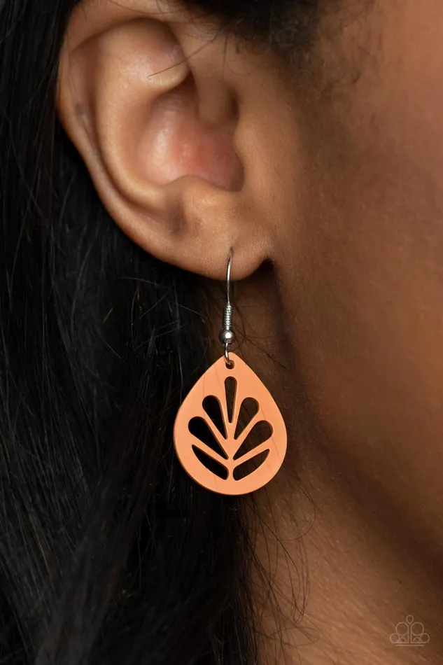 Earrings Paparazzi Jewelry Paparazzi Earring LEAF Yourself Wide Open Orange
