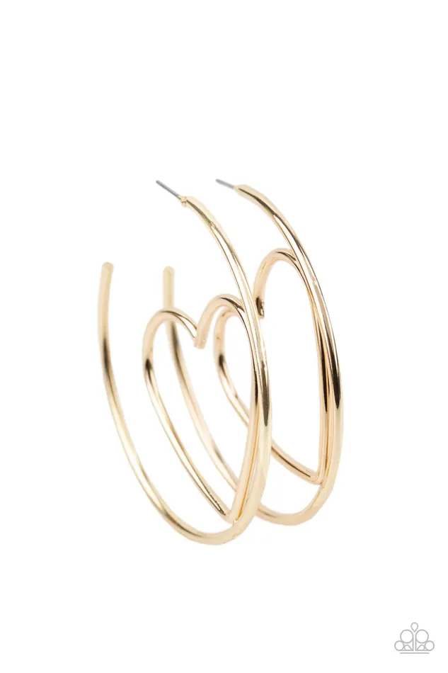 Earrings Paparazzi Jewelry Paparazzi Earring Love At First BRIGHT Gold