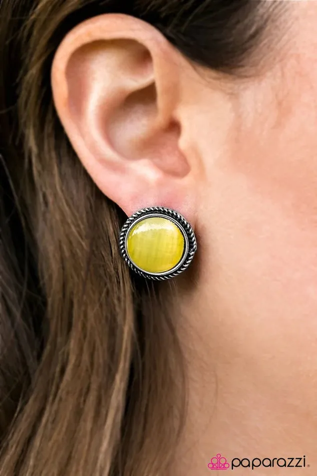 Earrings Paparazzi Jewelry Paparazzi Earring Moon Swoon Yellow