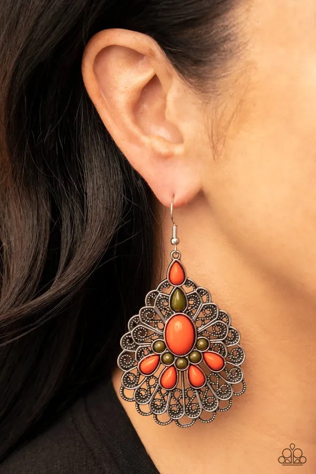 Earrings Paparazzi Jewelry Paparazzi Earring Peacock Prance Orange