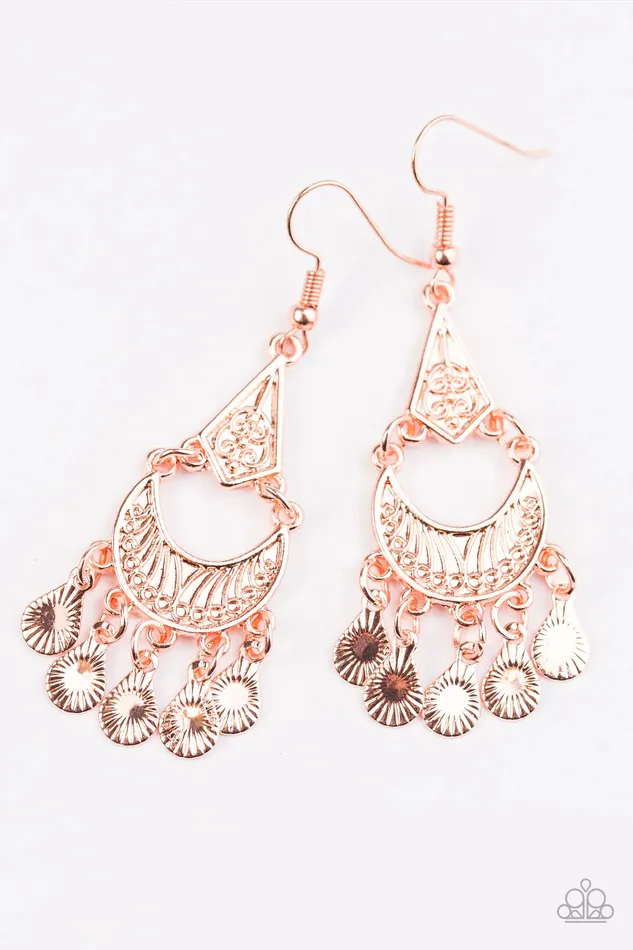 Earrings Paparazzi Jewelry Paparazzi Earring Shimmering Sands Copper