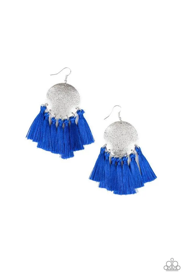 Earrings Paparazzi Jewelry Paparazzi Earring Tassel Tribute Blue
