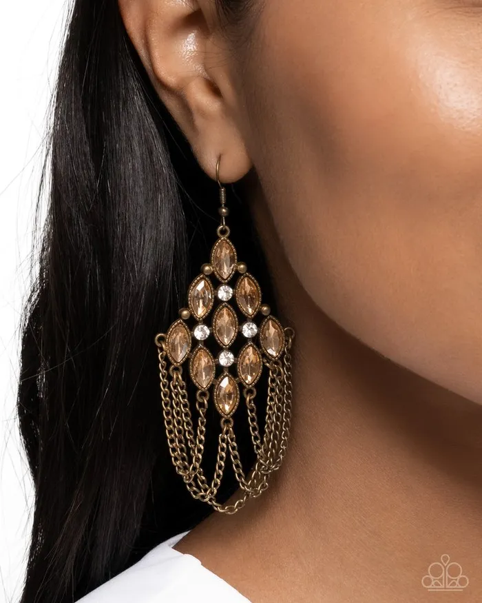 Earrings Paparazzi Jewelry Paparazzi Earring Trenchant Transformation Brass