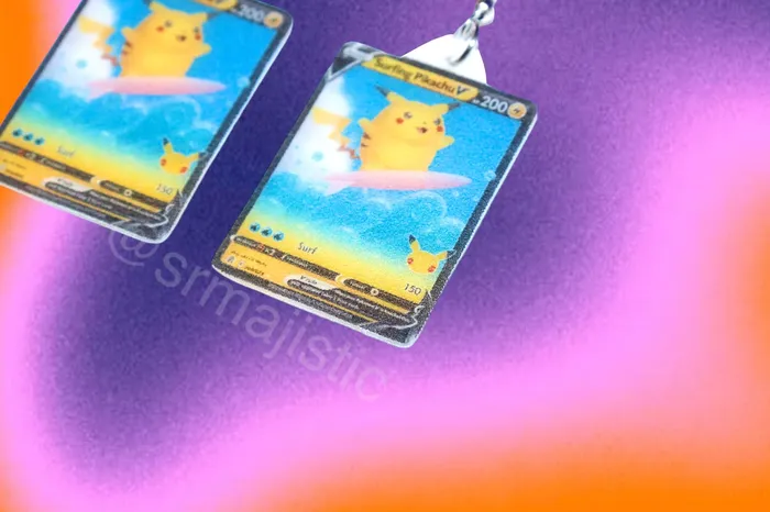 Earrings READY TO SHIP Collection of VMax Pikachu Pokmon Cards Handmade Earrings Sam Makes Things Earrings READY TO SHIP Collection of VMax Pikachu Pokmon Cards Handmade Earrings Sam Makes Things