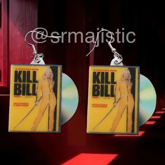 Earrings READY TO SHIP Kill Bill Vol 1 2003 DVD 2D detailed Handmade Earrings Sam Makes Things