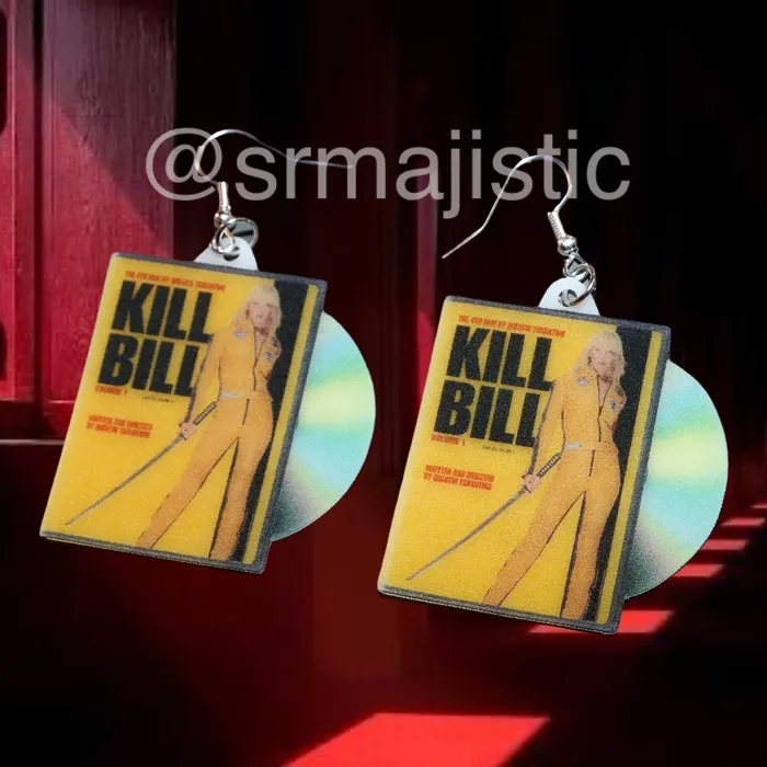 Earrings READY TO SHIP Kill Bill Vol 1 2003 DVD 2D detailed Handmade Earrings Sam Makes Things