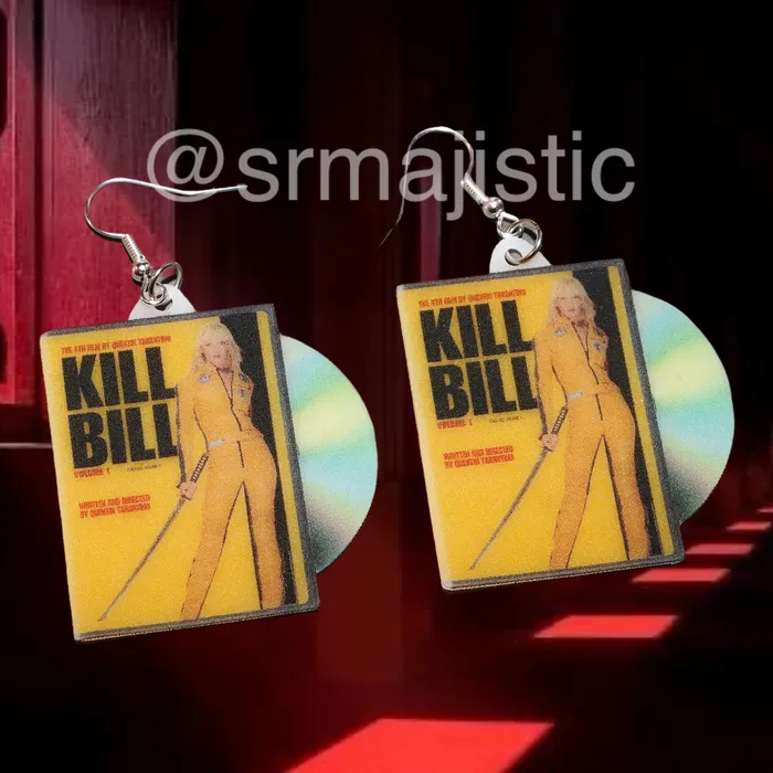Earrings READY TO SHIP Kill Bill Vol 1 2003 DVD 2D detailed Handmade Earrings Sam Makes Things