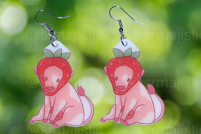 Earrings READY TO SHIP Sweet Strawberry Animal Handmade Earrings collaboration with saltnox Sam Makes Things Earrings READY TO SHIP Sweet Strawberry Animal Handmade Earrings collaboration with saltnox Sam Makes Things