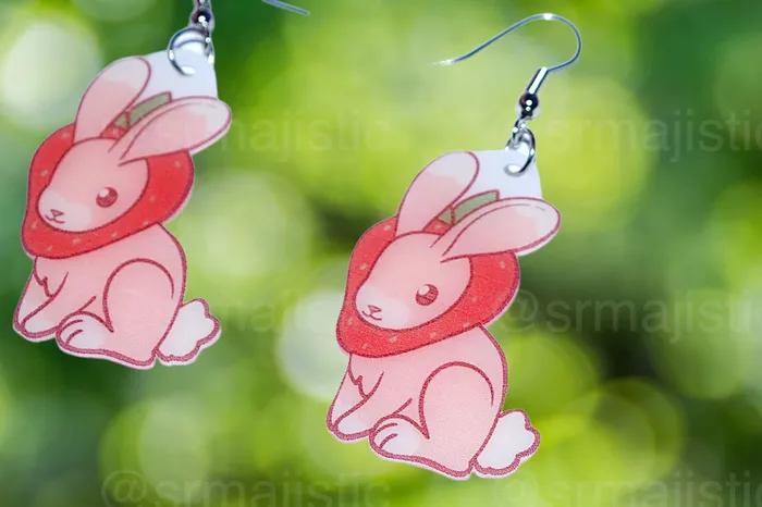 Earrings READY TO SHIP Sweet Strawberry Animal Handmade Earrings collaboration with saltnox Sam Makes Things Earrings READY TO SHIP Sweet Strawberry Animal Handmade Earrings collaboration with saltnox Sam Makes Things