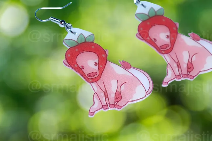 Earrings READY TO SHIP Sweet Strawberry Animal Handmade Earrings collaboration with saltnox Sam Makes Things Earrings READY TO SHIP Sweet Strawberry Animal Handmade Earrings collaboration with saltnox Sam Makes Things