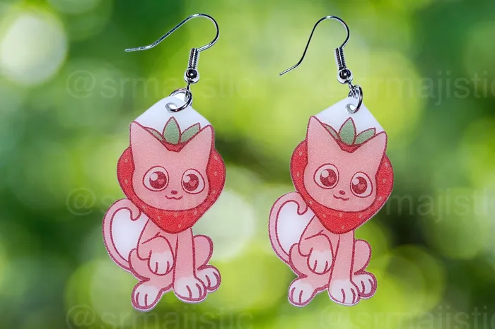 Earrings READY TO SHIP Sweet Strawberry Animal Handmade Earrings collaboration with saltnox Sam Makes Things Earrings READY TO SHIP Sweet Strawberry Animal Handmade Earrings collaboration with saltnox Sam Makes Things