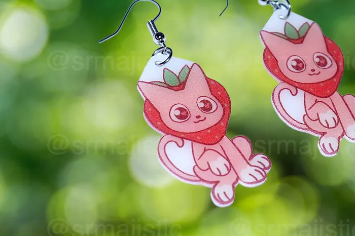 Earrings READY TO SHIP Sweet Strawberry Animal Handmade Earrings collaboration with saltnox Sam Makes Things Earrings READY TO SHIP Sweet Strawberry Animal Handmade Earrings collaboration with saltnox Sam Makes Things