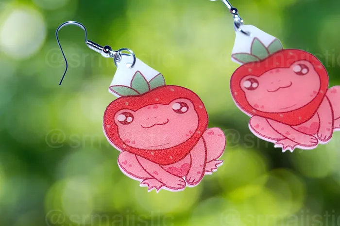 Earrings READY TO SHIP Sweet Strawberry Animal Handmade Earrings collaboration with saltnox Sam Makes Things Earrings READY TO SHIP Sweet Strawberry Animal Handmade Earrings collaboration with saltnox Sam Makes Things