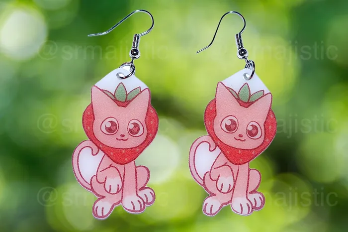 Earrings READY TO SHIP Sweet Strawberry Animal Handmade Earrings collaboration with saltnox Sam Makes Things Earrings READY TO SHIP Sweet Strawberry Animal Handmade Earrings collaboration with saltnox Sam Makes Things