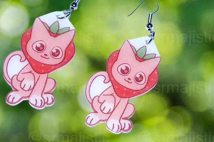 Earrings READY TO SHIP Sweet Strawberry Animal Handmade Earrings collaboration with saltnox Sam Makes Things Earrings READY TO SHIP Sweet Strawberry Animal Handmade Earrings collaboration with saltnox Sam Makes Things