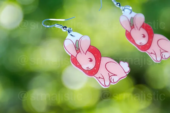 Earrings READY TO SHIP Sweet Strawberry Animal Handmade Earrings collaboration with saltnox Sam Makes Things Earrings READY TO SHIP Sweet Strawberry Animal Handmade Earrings collaboration with saltnox Sam Makes Things