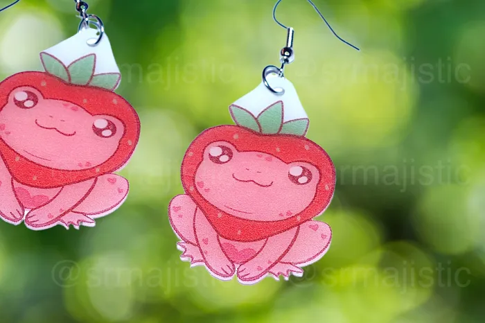 Earrings READY TO SHIP Sweet Strawberry Animal Handmade Earrings collaboration with saltnox Sam Makes Things Earrings READY TO SHIP Sweet Strawberry Animal Handmade Earrings collaboration with saltnox Sam Makes Things