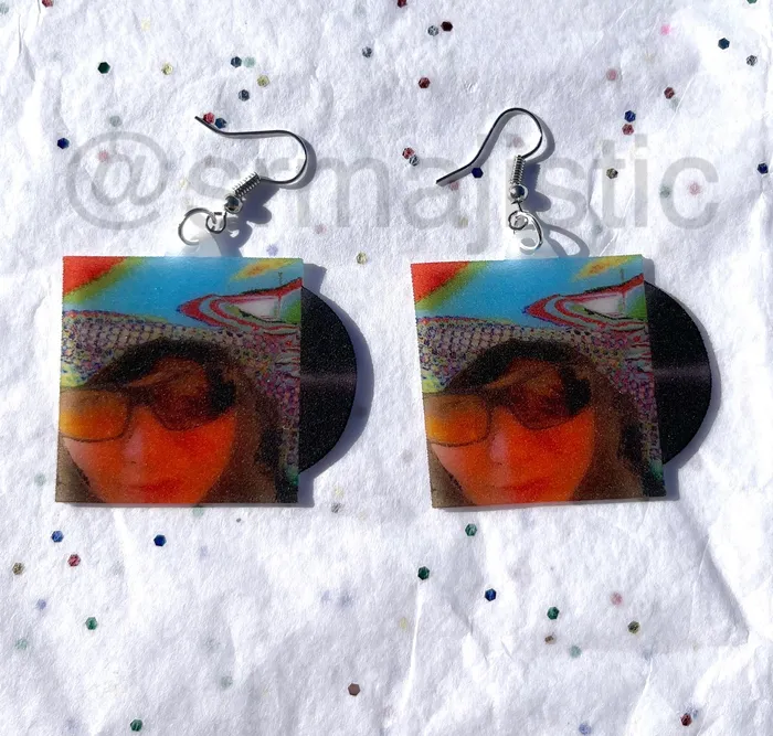 Earrings Sam Makes Things Remi Wolf Im Allergic to Dogs Vinyl Album Handmade Earrings Earrings Sam Makes Things Remi Wolf Im Allergic to Dogs Vinyl Album Handmade Earrings