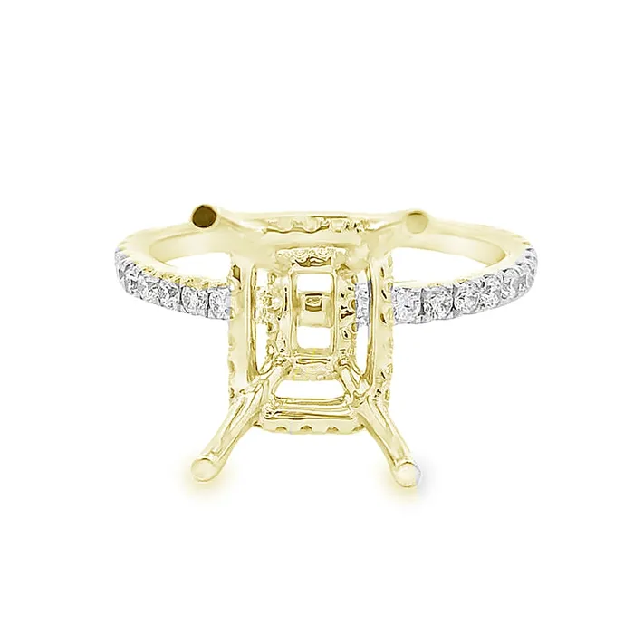 Engagement Collections Rings 14K Yellow Gold Semimount Ring with Double Diamond Hidden Halos Engagement Collections Rings 14K Yellow Gold Semimount Ring with Double Diamond Hidden Halos