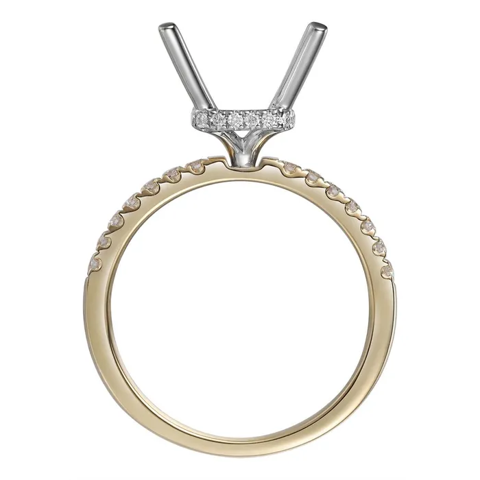 Engagement Collections Rings 18K Yellow Gold Semi Mount Ring with 18K White Gold Rectangle Hidden Halo Diamond Head Engagement Collections Rings 18K Yellow Gold Semi Mount Ring with 18K White Gold Rectangle Hidden Halo Diamond Head