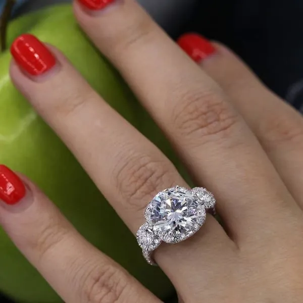 Fantastic Three stone Engagement ring with center round cut diamond ENG64000 Diamond Source NYC Rings Fantastic Three stone Engagement ring with center round cut diamond ENG64000 Diamond Source NYC Rings