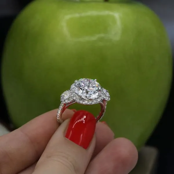 Fantastic Three stone Engagement ring with center round cut diamond ENG64000 Diamond Source NYC Rings