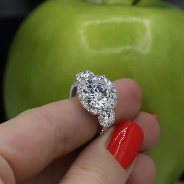 Fantastic Three stone Engagement ring with center round cut diamond ENG64000 Diamond Source NYC Rings