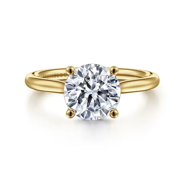 Gabriel Co 14K Yellow Gold Solitaire Ring with Hidden Diamond Halo Rings