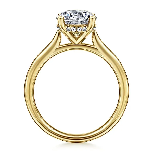 Gabriel Co 14K Yellow Gold Solitaire Ring with Hidden Diamond Halo Rings