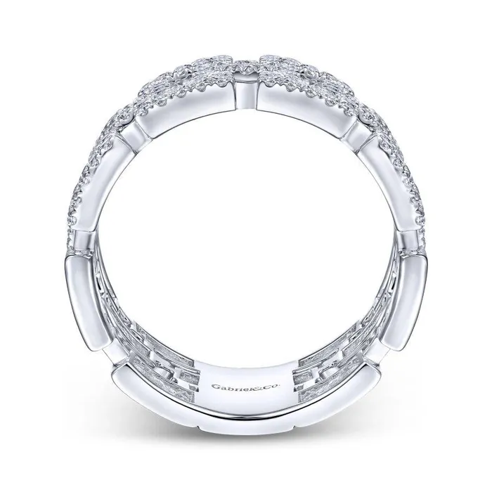 Gabriel Co Rings Gabriel Co 14K White Gold Layered Wide Band Diamond Ring