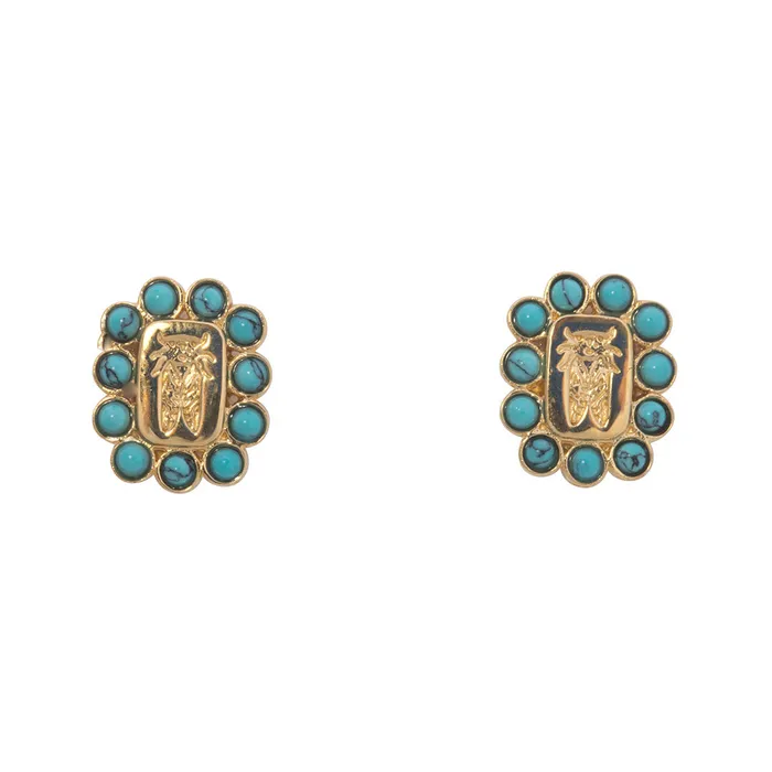 Goldbug Collection Goldbug Crest Turquoise Earrings Earrings