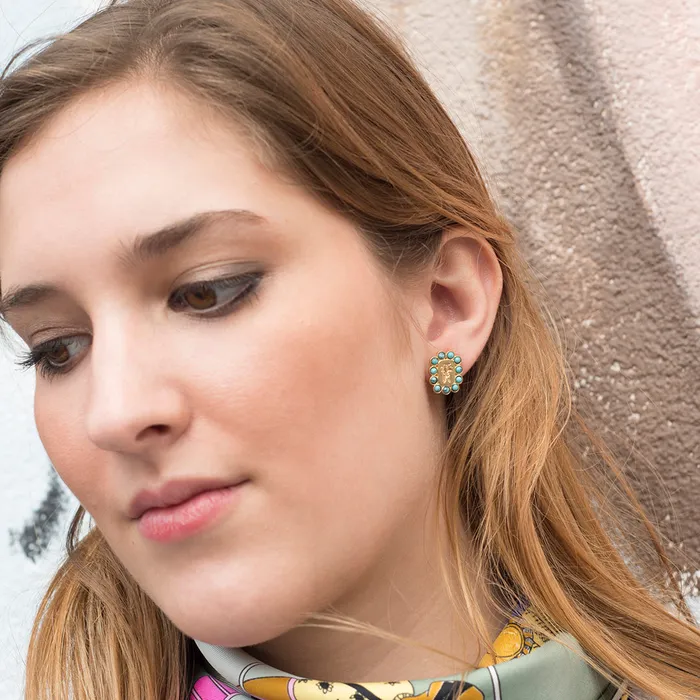 Goldbug Collection Goldbug Crest Turquoise Earrings Earrings