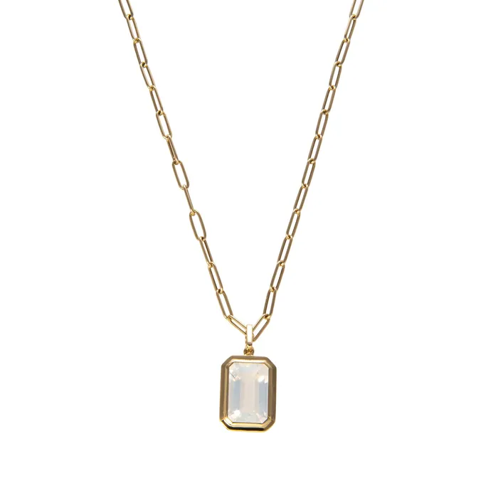 Goshwara EmeraldCut Moon Quartz 18K Gold Pendant Necklace Goshwara Necklaces Goshwara EmeraldCut Moon Quartz 18K Gold Pendant Necklace Goshwara Necklaces