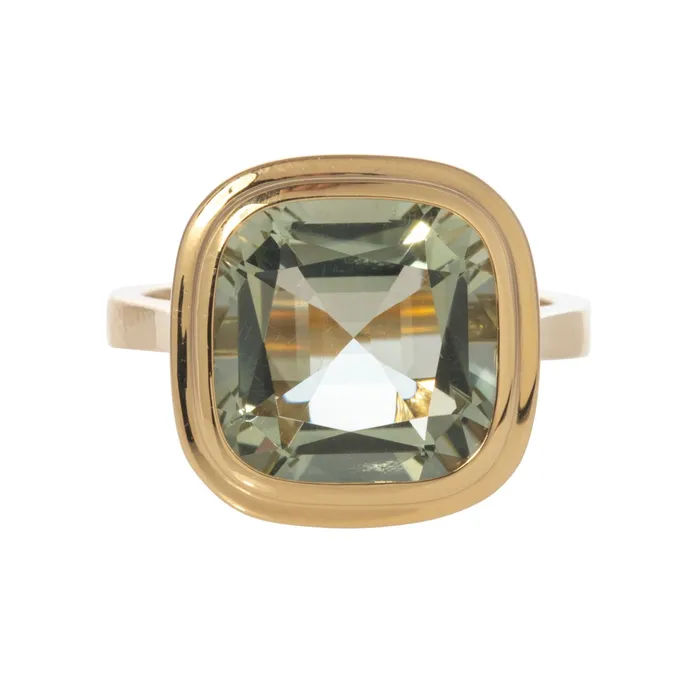 Goshwara Prasiolite Bezel Set 18K Gold Ring Goshwara PreStyled Sets