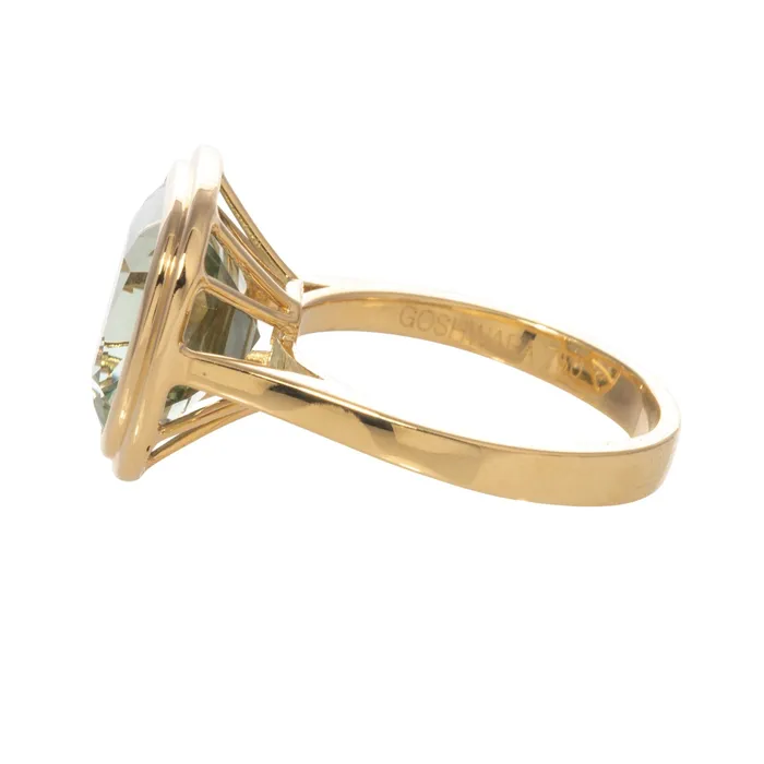 Goshwara Prasiolite Bezel Set 18K Gold Ring Goshwara PreStyled Sets
