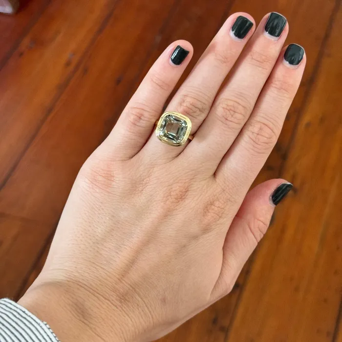 Goshwara Prasiolite Bezel Set 18K Gold Ring Goshwara PreStyled Sets