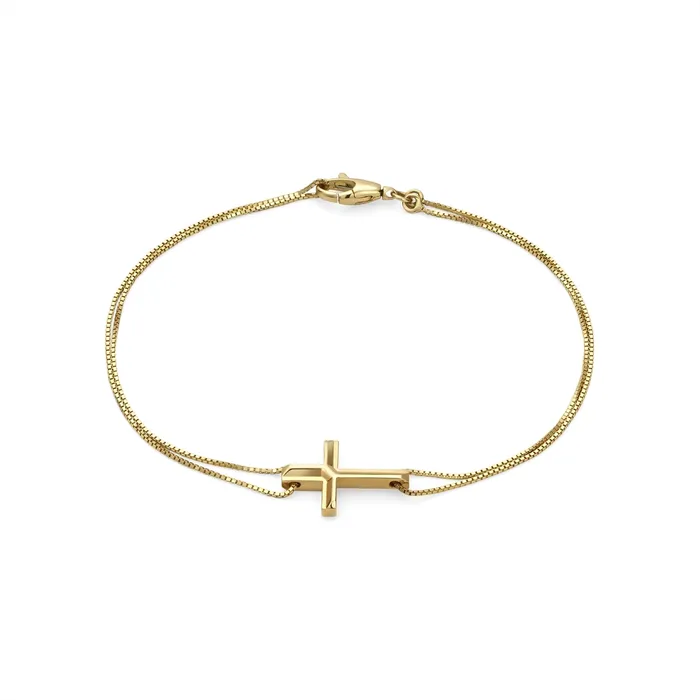 Gucci 18K Yellow Gold Link to Love Bracelet with Cross Gucci Bracelets