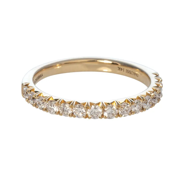 Henri Daussi 45ctw Round Diamond Pav 14K Yellow Gold Halfway Band Rings