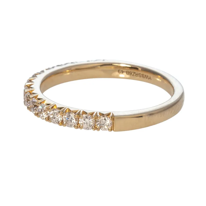 Henri Daussi 45ctw Round Diamond Pav 14K Yellow Gold Halfway Band Rings