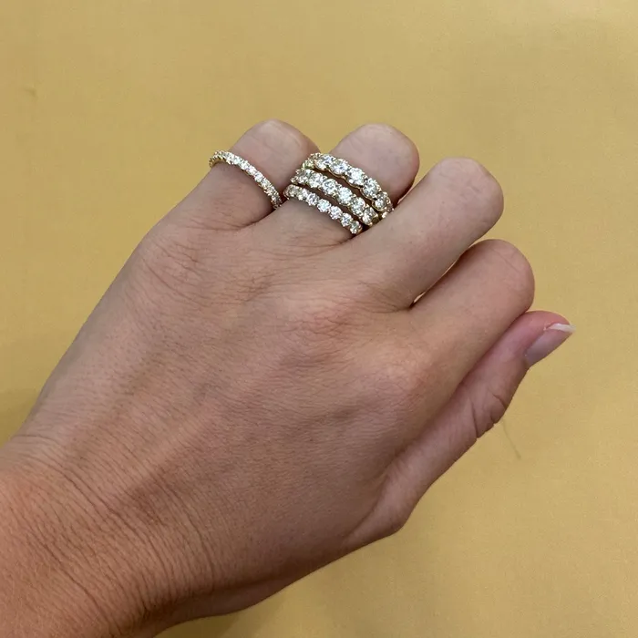 Henri Daussi 45ctw Round Diamond Pav 14K Yellow Gold Halfway Band Rings