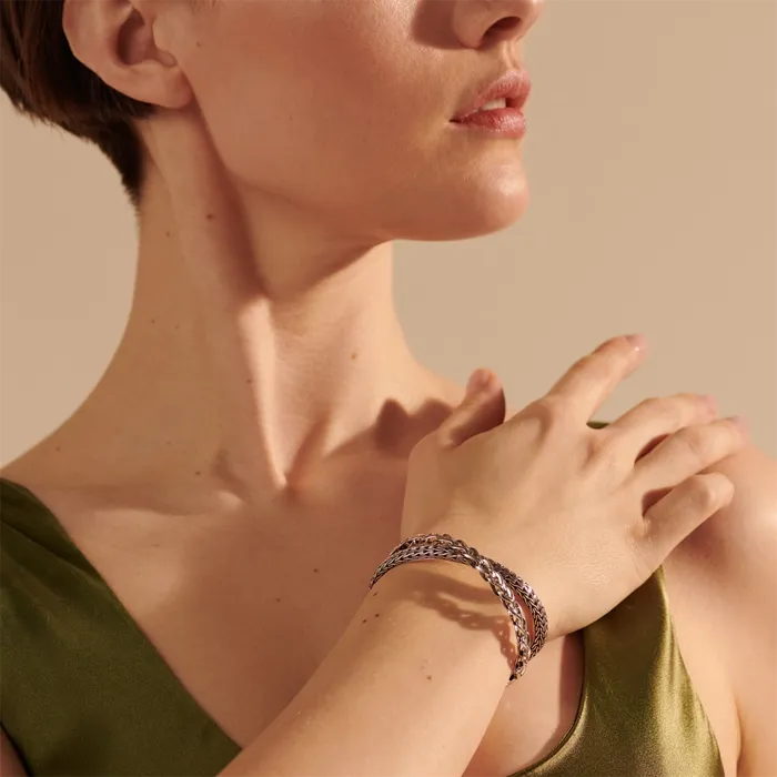 John Hardy Asli Classic Chain Sterling Silver 215mm Medium Cuff Bracelet John Hardy Bracelets