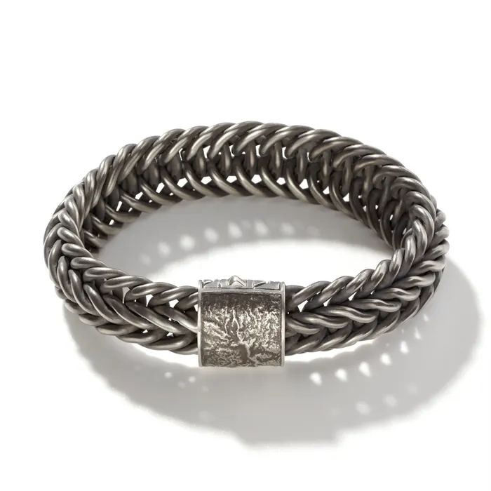 John Hardy Classic Chain Silver 15mm Kami Chain Bracelet with Reticulated Pusher Clasp John Hardy Bracelets