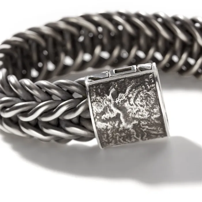 John Hardy Classic Chain Silver 15mm Kami Chain Bracelet with Reticulated Pusher Clasp John Hardy Bracelets John Hardy Classic Chain Silver 15mm Kami Chain Bracelet with Reticulated Pusher Clasp John Hardy Bracelets