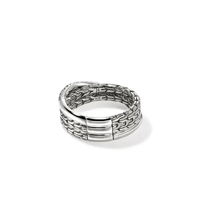 John Hardy Silver Pave Crossover Ring with Black Sapphire John Hardy Rings