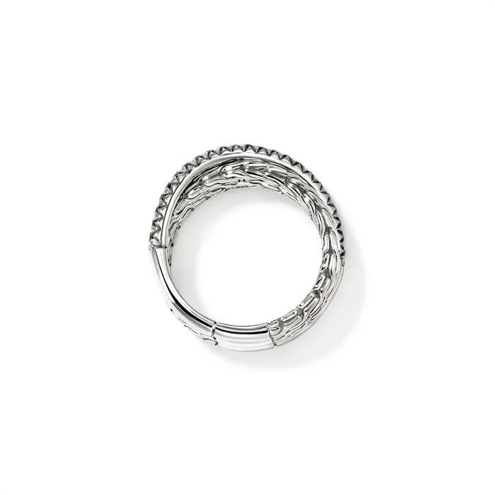 John Hardy Silver Pave Crossover Ring with Black Sapphire John Hardy Rings