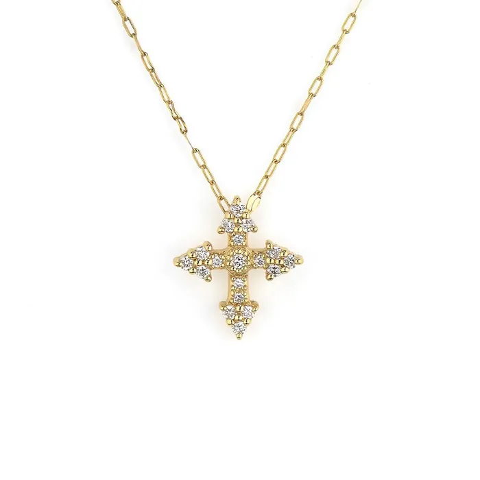 Jude Frances Necklaces Jude Frances Provence Champagne Tiny Cross Pendant Necklace Jude Frances Necklaces Jude Frances Provence Champagne Tiny Cross Pendant Necklace