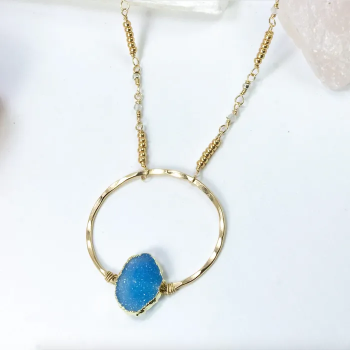 Lagoon Druzy Necklace Laura J Designs Necklaces