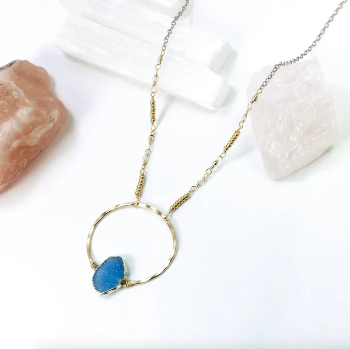 Lagoon Druzy Necklace Laura J Designs Necklaces